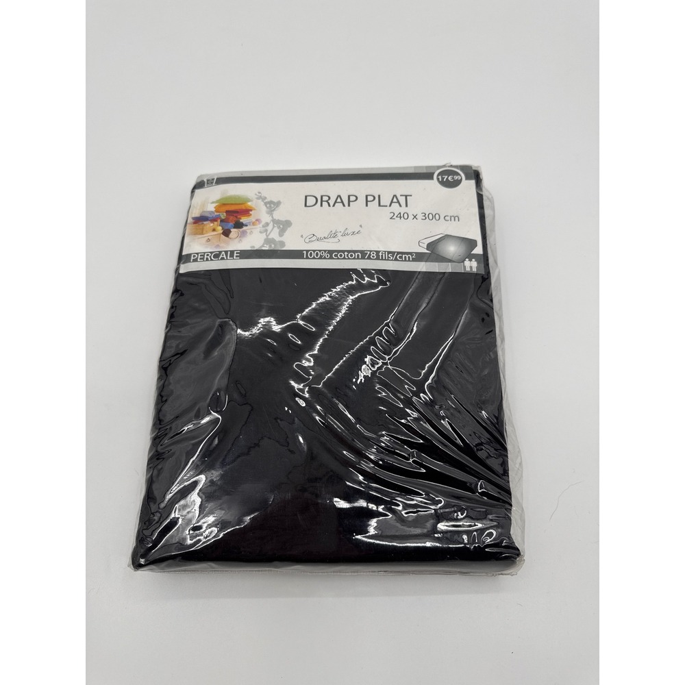 Black Percale Flat Sheet 100% Cotton 240x300cm 2 Person Bedding